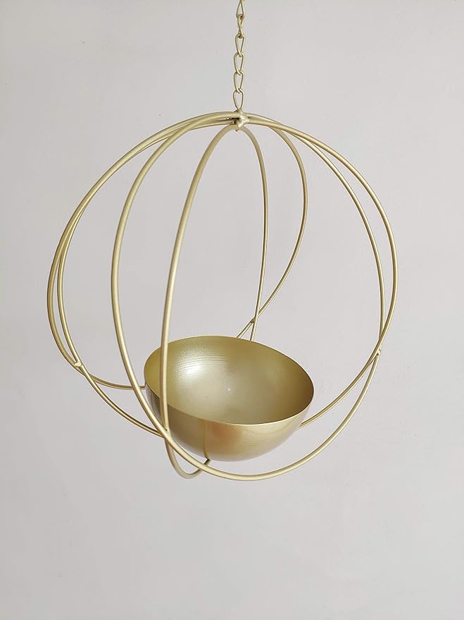 Boho Gold Metal Plant Hanger,Metal Geometric Hanging Planter, Modern Planter, Mid Century Air Plant Holder Stand, Minimalist Planter for Indoor Outdoor Home Wedding Decor