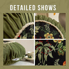 vctops Round Throw Pillow with Zipper Vintage Spring Floral Pillow Cushion Soft Velvet Pleated Throw Pillows for Couch Chair Bed Car (Green,18")