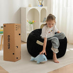 MAXYOYO Bean Bag Chair Bed for Kids, Convertible Bean Bag Folds from Lazy Chair to Floor Mattress Bed, Stuffed Floor Sofa Couch Sofa Bed for Boys and Girls, High-Density Foam Filling, Black
