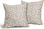 Tan Khaki Floral Pillow Covers 20x20 Set of 2 Vintage Rustic Old Style Cute Small Flower Cream Print Decorative Outdoor Pillowcases Farmhouse Throw Cushion Case Decor for Couch Sofa Bed
