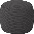 MeMoreCool Stuffed Round Pouf Ottoman Foot Rest, Soft Plush Floor Pouf Foot Stool, Corduray Footstool Footrest, Small Round Ottoman for Living Room Couch Sofa Chair, 20x15 Inch Grey