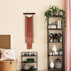 iHUFeather Macrame Wall Hanging Boho Wall Tapestry, Handmade Woven Wall Art for Living Room Bedroom Bohemian Home Decor 47.2" L x 15.7" W (Deep Red)