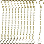 Chain for Hanging Plants,11 Inch Gold Hanging Chain, Small Hanging Basket Chain Kits with Hooks for Bird Feeder Hanging Basket Extender Porch Wind Chime (Gold, 11 Inch-12PCS)
