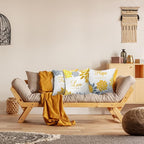 Tatuo 4 Pcs Flower Pillow Covers Square Spring Pillow Cushion Cases 18 x 18 Inch Family Faith Hope Love Words Decorative Summer Winter Cushion Case for Bed Couch Sofa Living Room(Yellow Silver Series)