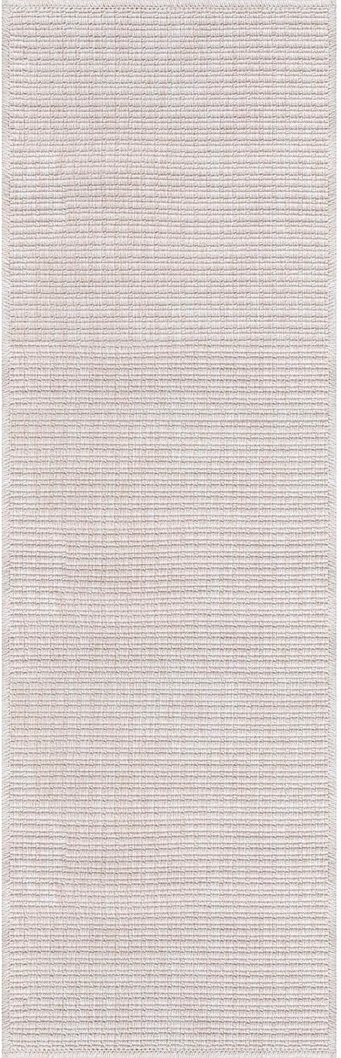 Beverly Rug Easy Jute Off White Runner Rug 2x7 Solid Washable Durable Outdoor Indoor Area Rugs for Living Dining Patio Office Stain Resistant Non Shedding Casual Indoor Outside Carpet 2 x 7 Off-White