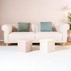 B FSOBEIIALEO Small Storage Ottoman Cube Sherpa Ottomans Foot Rest, Foldable Boucle Ottoman, Faux Teddy Fur, Cream White 12.6"x12.6"x12.6"