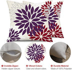 DFXSZ Purple Wine Red Flower Pillow Covers 18x18 Inch Set of 2 Outdoor Throw Pillows Outdoor Waterproof Decor for Living Room Sofa Patio Funiture Garden Floral Polyester Pillow Covers 002T18
