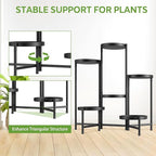 iDavosic.ly 6 Tier Large Plant Stand Indoor with 10 Inch Wide Tray, Tiered Corner Metal Outdoor Flower Display Holder Shelf, Folding Tall Rack for Patio Porch Living Room, Modern Black