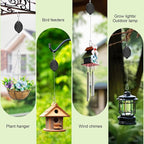2Pcs Upgraded Heavy Duty Retractable Plant Hanger,Plant Pulleys for Hanging Plants,Easy to Raise and Lower,Auto Lock,Adjustable Hook for Garden Baskets Pots,Birds Feeder and Wind Chime,Black