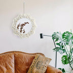 Artilady Macrame Hanging Wall Mirror - Boho Fringe Round Handmade Decorative Acrylic Mirror for Apartment Living Room Bedroom Baby Nursery Home Decor (Wood Beads)