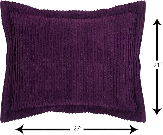 Better Trends Chenille Bedspreads Full/Double Size, Plum 100% Cotton Chenille Stripe Design Tufted Bedding Coverlet Soft Lightweight, 96"x110" with 2 Sham, 3 Pieces Set Jullian Collection