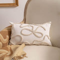Coquette Bow Tufted Throw Pillow Cover 12x 20, Boho Neutral Linen Pillow Cushion Cases,Farmhouse Modern Decorative Pillows for Bed, Outdoor Couch Bedroom Car Cream