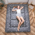 MAXYOYO Grey Triangle Printed Japanese Futon Floor Mattress, Thicken Sleeping Pad Floor Bed Roll Up Camping Guest Mattress Folding Couch Bed, Full Size