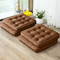 Floor Pillow Set of 4, Memory Foam Meditation Cushion, Floor Cushions for Adults Sitting, Large Square Seat Cushions for Yoga, Living Room, 20x20 Inch (Brown)