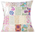 Eyes of India Decorative Patchwork Boho Throw Pillow Cover, Colorful Bohemian Cushion Case for Sofa Couch, Handmade Accent Bedroom Living Room (White, 24" x 24")