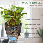 41.5 Inch Macrame Plant Hanger Indoor Outdoor with 12 Inch Flower Pot, Hanging Planter for Plants Holder with Wood Beads for Boho Home Decor (Ivory+Black)