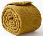KyraHome 100% Organic Cotton Throw Blanket for Couch, 60"x80" Large Muslin Blankets for Adult, Couch, Plant Dyed Pre-Washed Breathable Gauze Warm, Fall Cotton Blankets, All Season (Mustard Yellow)