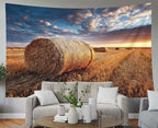 EMMTEEY Fall Tapestry Farmhouse Field Straw Nature Tapestry 80X60 Large Wall Art for Bedroom Living Room Fall Backdrop
