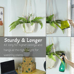43 Inches Macrame Plant Hangers Large for up to 12 inch Pot Extra Long with Heavy Duty Swag Hooks No Tassel Cotton Rope Hanging Plant Holders (Beige, 2 Pack)