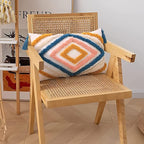JASEN Colorful Boho Throw Pillow Covers 12x20, Diamond Pattern Lumbar Pillow Covers with Tassel Woven Tufted Decorative Pillow Cover for Couch Sofa Bedroom Living Room