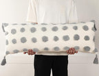 PANOD Decorative Long Lumbar Pillow Cover 16x36 Boho,Super Soft Chenille Extra Long Lumbar Pillow Case Cover with Tassel for Bed Sofa Couch Farmhouse Livingroom,Grey,Modern Skinny