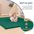 Baby Play Mat for Floor,1.3" Thick Memory foam Tummy Time Mat,Soft Coral Velvet Nursery Rug,Extra Large Non Slip Crawling Mat for Toddlers,Infants,kids,Yoga Mat,Tatami Style for Living Room(Dark Green)