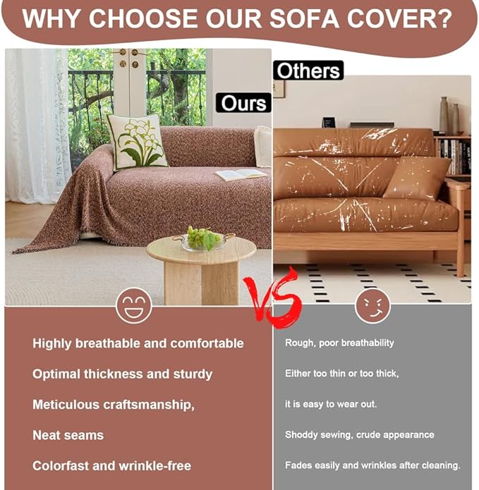 ROOMLIFE Pink Couch Covers for 3 Cushion Couch Sofa, Chenille Sofa Couch Slipcover Sectional Sofas Covers with Tassel, Washable Soft Breathable Furniture Protector Cover for Living Room, 71''X150''