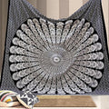 Bless International Handmade Indian hippie Bohemian Psychedelic Peacock Mandala Wall hanging College Dorm Beach Throws Table Cloth Bedding Tapestry (Black White, Queen(84x90Inches)(215x230Cms)) - color: Black White, size: 90"L x 84"W