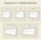 WOWMAX Wedge Pillow Headboard Dorm Headboard Twin XL Bed Silver Bolster Pillow for Bed, Jacquard Satin Fabric 100% Pure Cotton, Light Grey