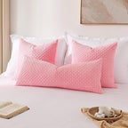 Kevin Textile Valentines 14x36 Inch Long Lumbar 1 Pack Boho Decorative Throw Pillow Cover Soft Striped Corduroy Rectangle Cushion Case Farmhouse Accent for Living Room Couch Sofa Bed, Pink