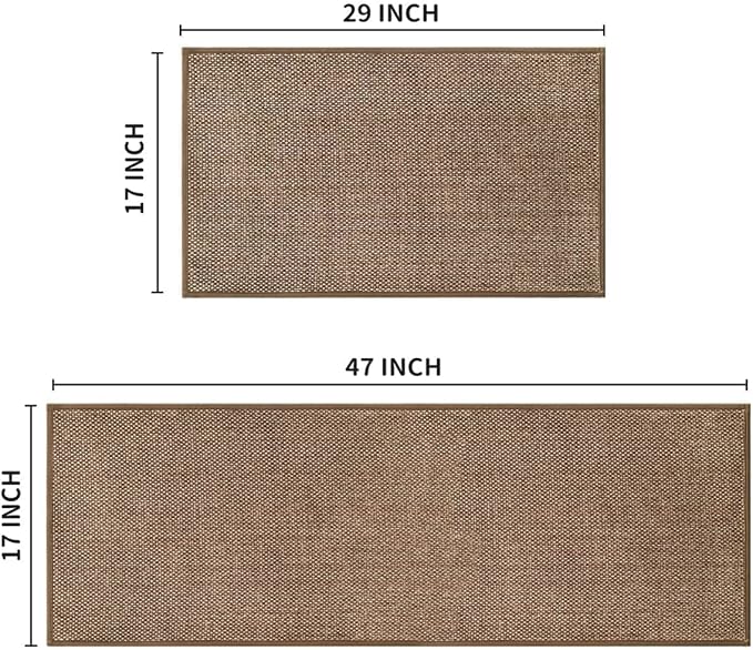 Artoid Mode Washable Kitchen Rugs and Mats Set of 2, Non Skid Rubber Absorbent Kitchen Floor Mats Front of Sink - 17x29 and 17x47 Inch