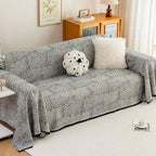 ROOMLIFE Couch Cover Black Boho Sofa Covers for 3 Cushion Couch Washable, Furniture Protector Sofa Couch Cover for Dogs, Soft Breathable Sofa Slipcover, Couch Throw Blankets with Tassels 71''X150''