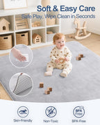 Thick Baby Play Mat for Floor,Padded Foam 47x47 Playpen Mat,Ultra Soft Support&Plush Feel Nursery Rug,Non Slip for Toddler, Infants,Kids Play,Yoga,Baby Crawling,Tummy Time(Light Grey)