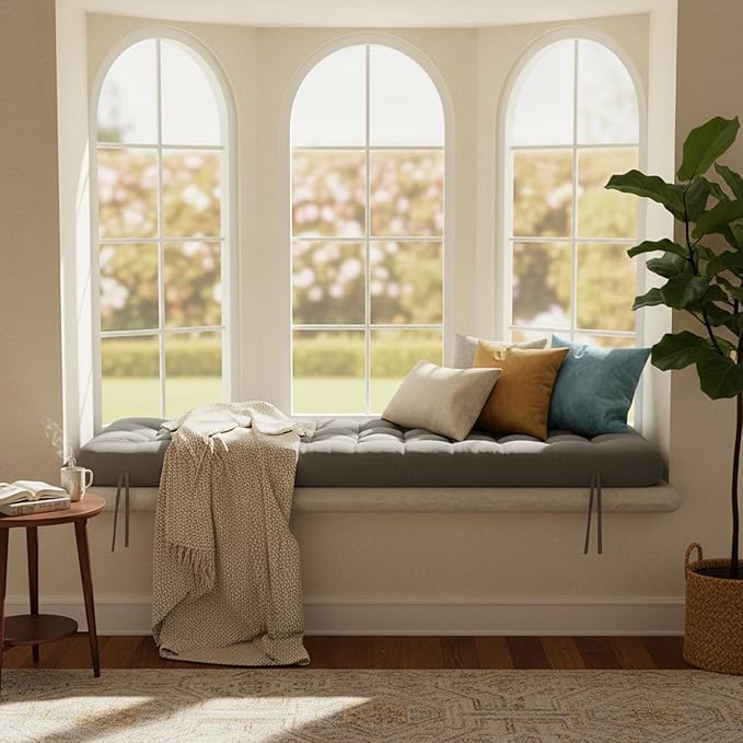 Long Floor Cushion Large Floor Cushion with Brushed Cotton 74.8 x 27.5 x 3.15 in Jumbo Lounger Pillow for Outdoor Indoor Bay Window Meditation Yoga Reading Sleeping (1 Pc,Dark Gray)