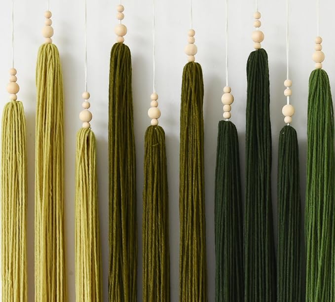 IOWER Macrame Wall Hanging Large Yarn Fiber Wall Art Geometric Aesthetic Beaded Tassel Chic Home Decor for Bedroom Living Room 39" W x 45" L