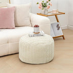 Unstuffed Ottoman Pouf Round Foot Rest Poof Ottoman No Filler Floor Foot Stool Pouf Bean Bag Cover with Storage for Living Room Bedroom