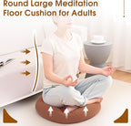 2Pcs Floor Pillows for Adults, 22x22 Inch Meditation Cushions, Large Round Sitting Cushion Living Room Memory Foam Pillow for Sitting (2, Brown, 22x22x4 Inch)