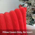 JOJUSIS Pack of 2 Faux Fur Plush Decorative Christmas Red Throw Pillow Covers Couch Cushion Case Soft Pillowcases (Red, 18 x 18-Inch)