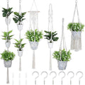 6 Pack Macrame Plant Hangers, 6 Sizes Plant Hangers Indoor with Hooks Boho Hanging Planters Set Hangings Planter Basket Wall Plants Hanger for Boho Home Decor (33.8"/34.4"/44.4" /46.4"/48.8"/63.7")