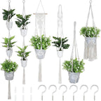 6 Pack Macrame Plant Hangers, 6 Sizes Plant Hangers Indoor with Hooks Boho Hanging Planters Set Hangings Planter Basket Wall Plants Hanger for Boho Home Decor (33.8"/34.4"/44.4" /46.4"/48.8"/63.7")