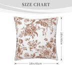 Chinoiserie Brown and White Pillow Covers 18x18 Set of 2, Vintage Rustic Flower Floral Throw Pillow Covers Outdoor Decorative Pillow Case for Couch Bed Sofa Cushion Home Decor