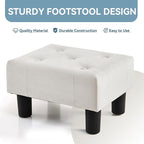 Poofzy Small Foot Stool Ottoman, Velvet Ottoman Foot Rest with Legs, Rectangle Foot Rest for Couch, Footstools and Ottomans Small for Living Room and Entryway (Beige)