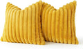 JOJUSIS Pack of 2 Faux Fur Plush Decorative Throw Pillow Covers Couch Cushion Case Soft Pillowcases (Mustard Yellow, 20 x 20-Inch)