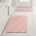 MIULEE Set of 2 Waffle Bathroom Rugs, Boho Bath Rugs Non Slip Washable, Super Absorbent Bath Mats, Ultra Soft Rubber Backed Shower Mats for Bathroom Floor, Tub and Shower, Pink, 17x24 Inch