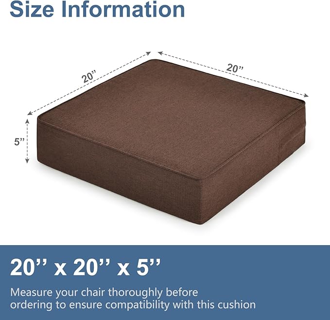Shinnwa Gel Memory Foam Recliner Cushion for Elderly, Extra Large Seat Cushion, Dual-Layer Foam Chair Pad for Couch, Armchair, Wicker Chairs, Floor, 20 × 20 × 5in, Caramel