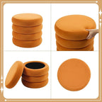 Flouki 19.5" Storage Ottoman Round, Vanity Stools for Bedroom, Entryway Ottoman for Console Table, Ottoman Stool for Girls Women, Foot Stool for Living Room, Set of 2, Velvet Orange