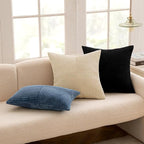 MIULEE Blue Decorative Throw Pillow Covers 20x20 Inch for Couch Bed Sofa Pack of 2 Boho Farmhouse Throw Pillows Soft Cross Corduroy Patchwork Textured Cushion Cases