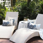 Blue and Gray Floral Pillow Covers 12x20 Set of 2 Outdoor Waterproof White Colored Decorative Throw Pillows Summer Pillowcase Polyester Cushion Case Decor for Couch Patio Funiture Garden Porch 01B12