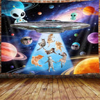 Funny Cat Tapestries, Cool Funny Kittens Starry Sky Nebula Galaxy Tapestry Milky Way Space Psychedelic Hippie Tapestry Wall Hanging Home Decor Dorm Livingroom Bedroom Wall Blanket, 80X60 Inches