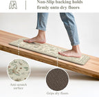 LEEVAN Anti Fatigue Mats for Kitchen Floor Non-Slip, Cushioned Kitchen Mats for Floor 2 Piece, Tan Memory Foam Kitchen Mat Set, Waterproof Ergonomic Standing Mat for Bar, Office,Desk, Laundry